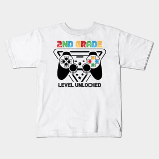 2nd Grade Level Unlocked Video Gamer Back to School Boys Kids T-Shirt